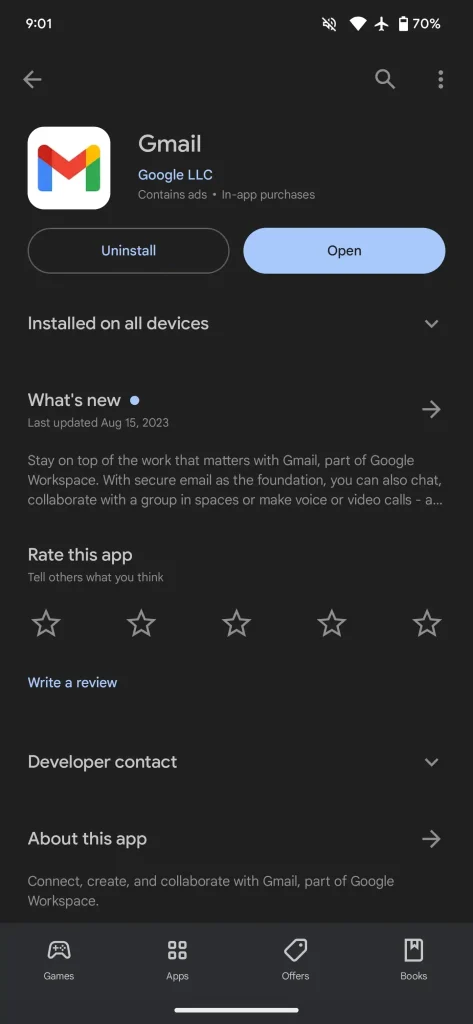 Google Play Store'un karanlık teması için renk değişikliği!