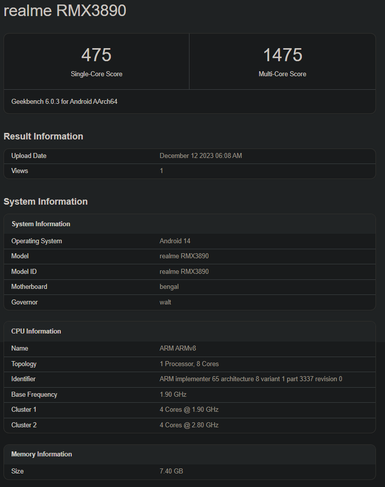 Realme C67 4G Geekbench'te görüntülendi