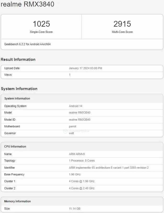 Realme 12 Pro+ Geekbench veri tabanında!
