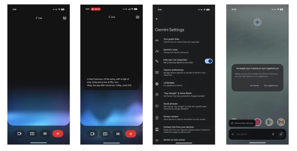 Google Gemini Live, altyazı desteği sunuyor