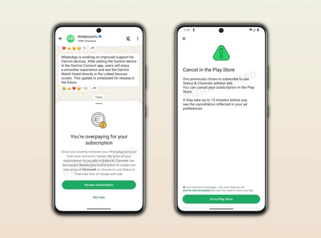Ücretli WhatsApp aboneliği