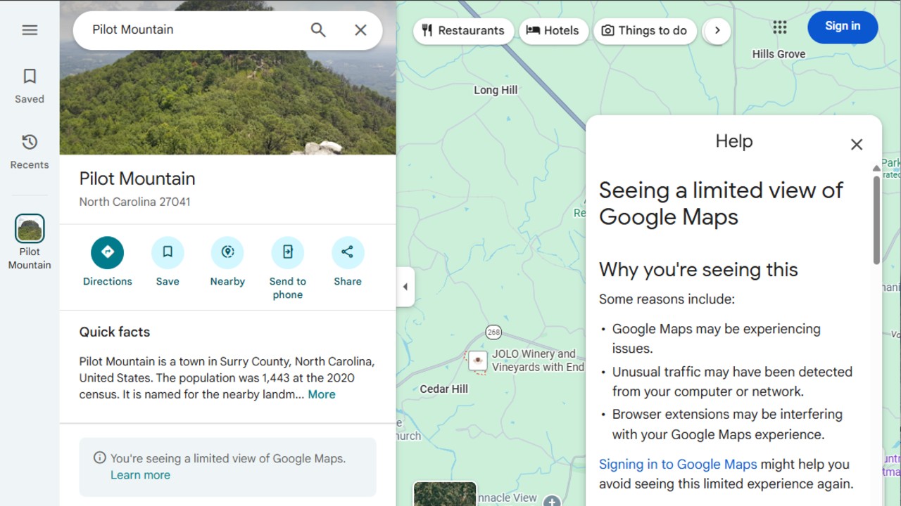 Google Haritalar kısıtlaması