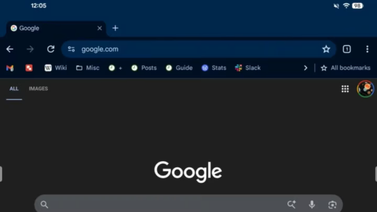 Android tablet Chrome masaüstü