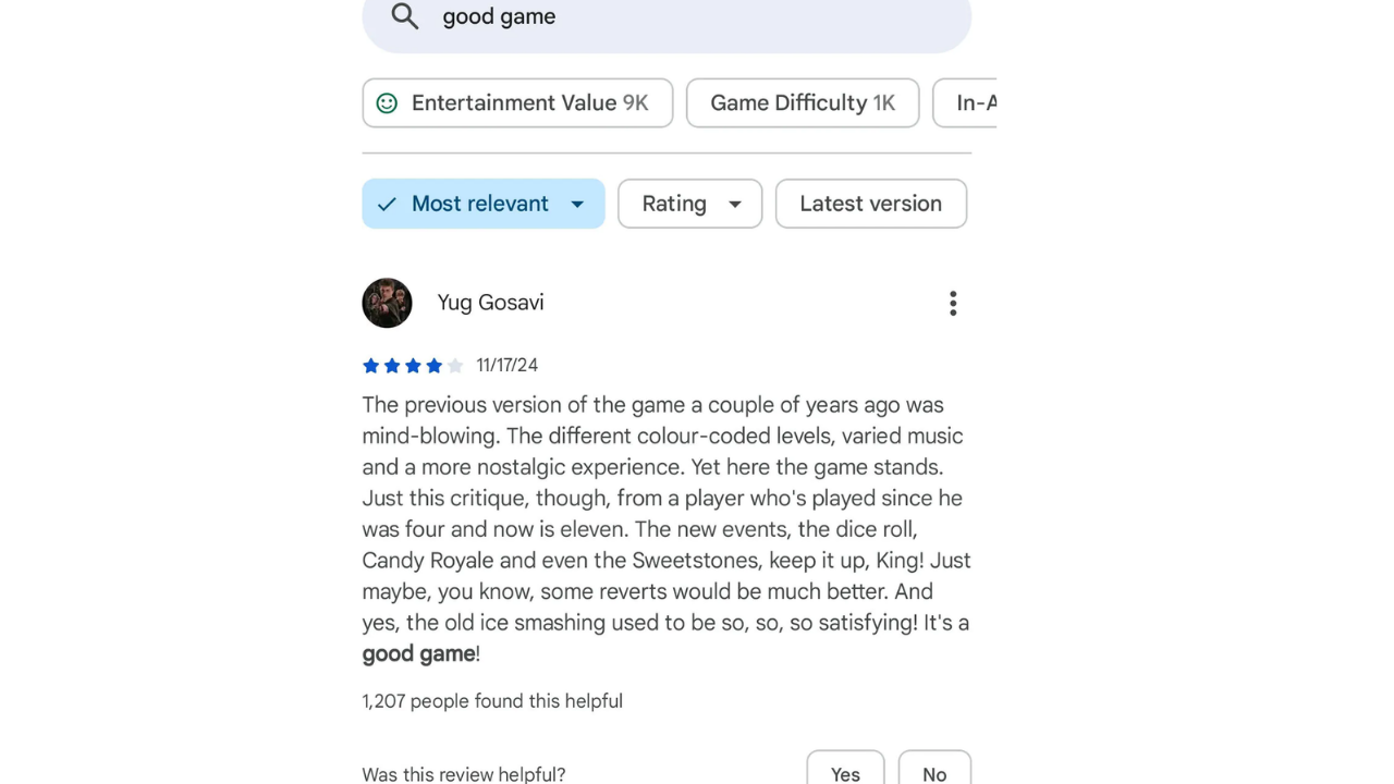 Play Store yorum arama