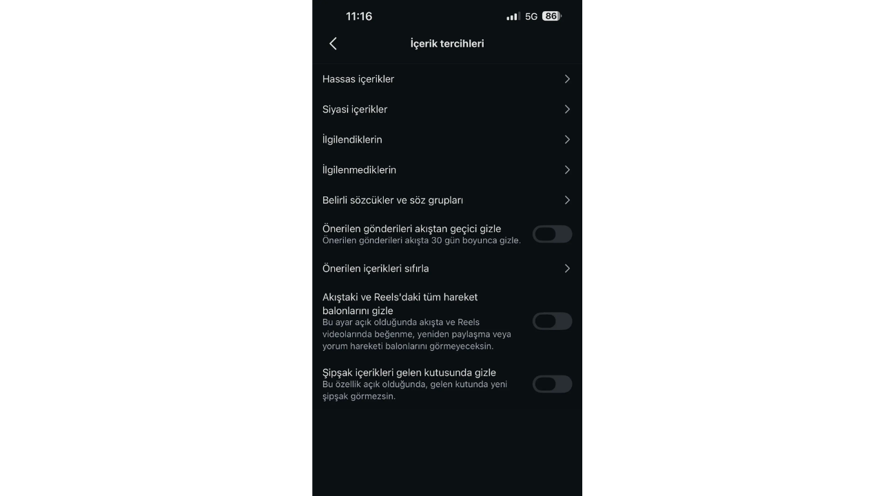 Instagram Şipşak kapatma