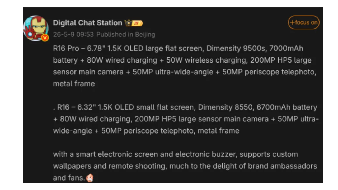 Oppo Reno 16 ekran özellikleri