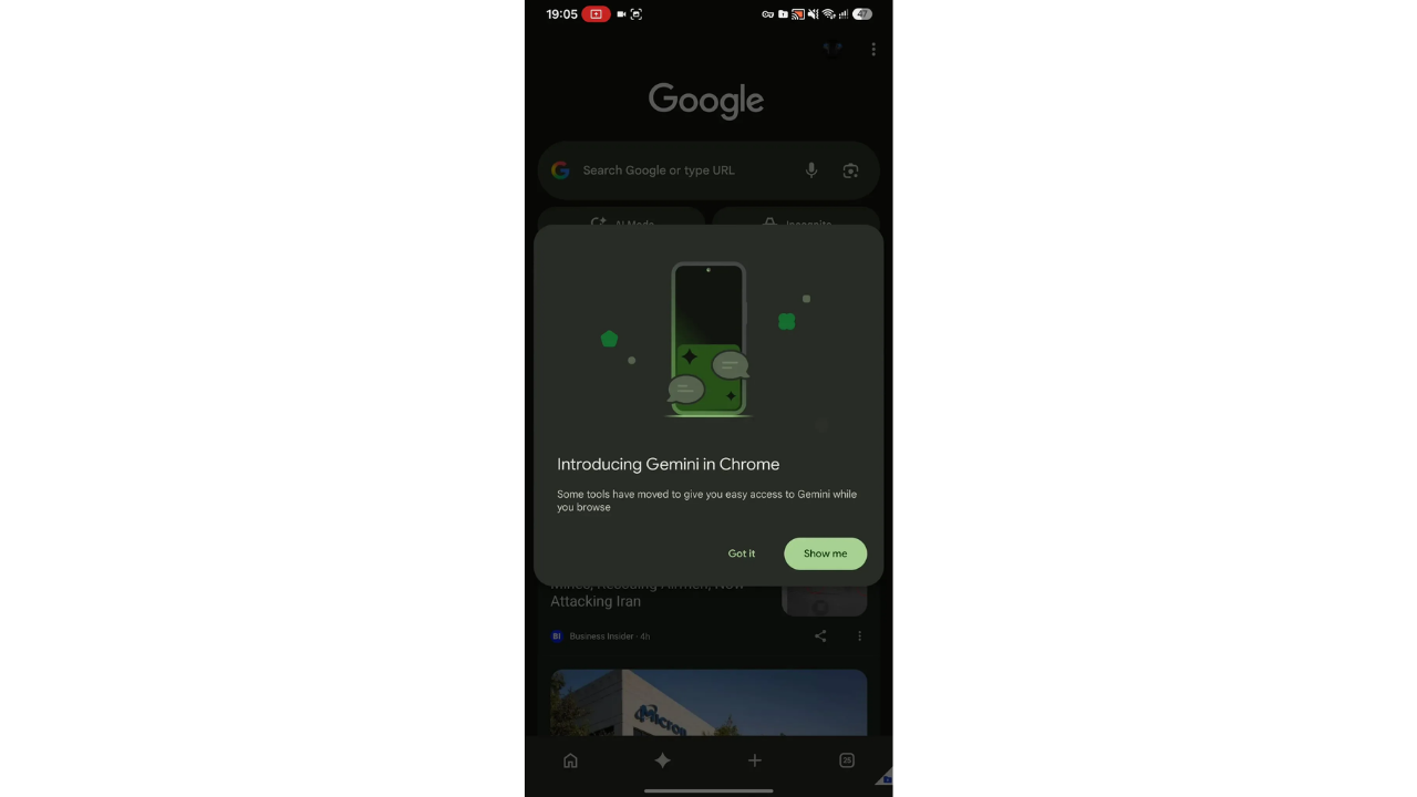 Android Chrome Gemini desteği