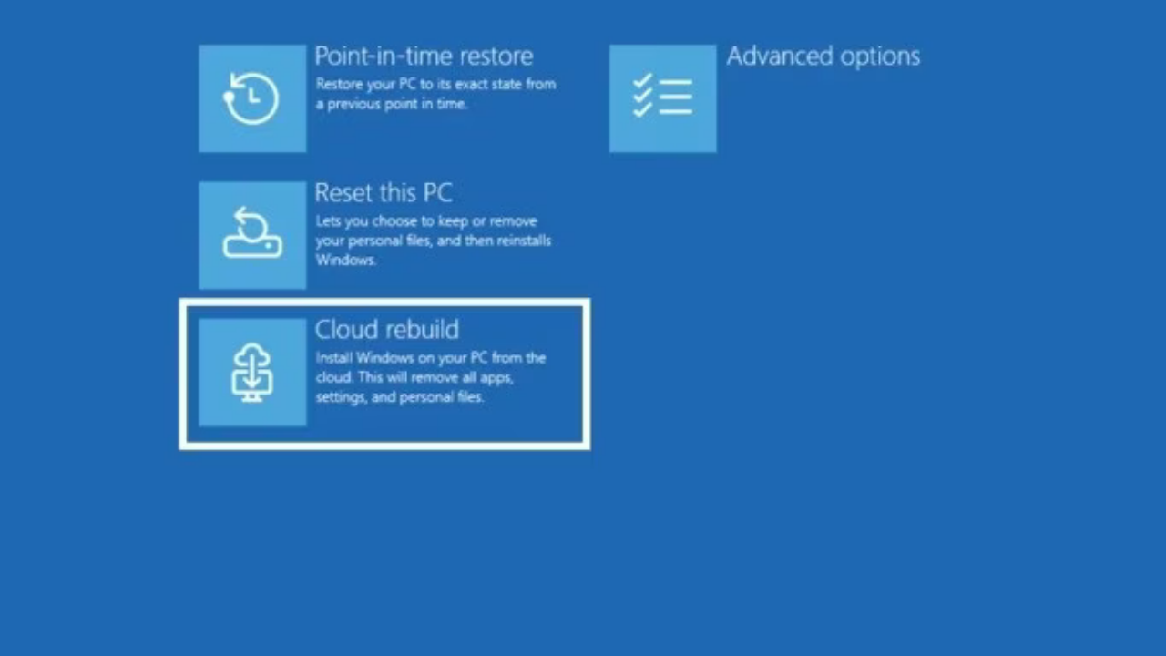 Windows 11 buluttan kurtarma