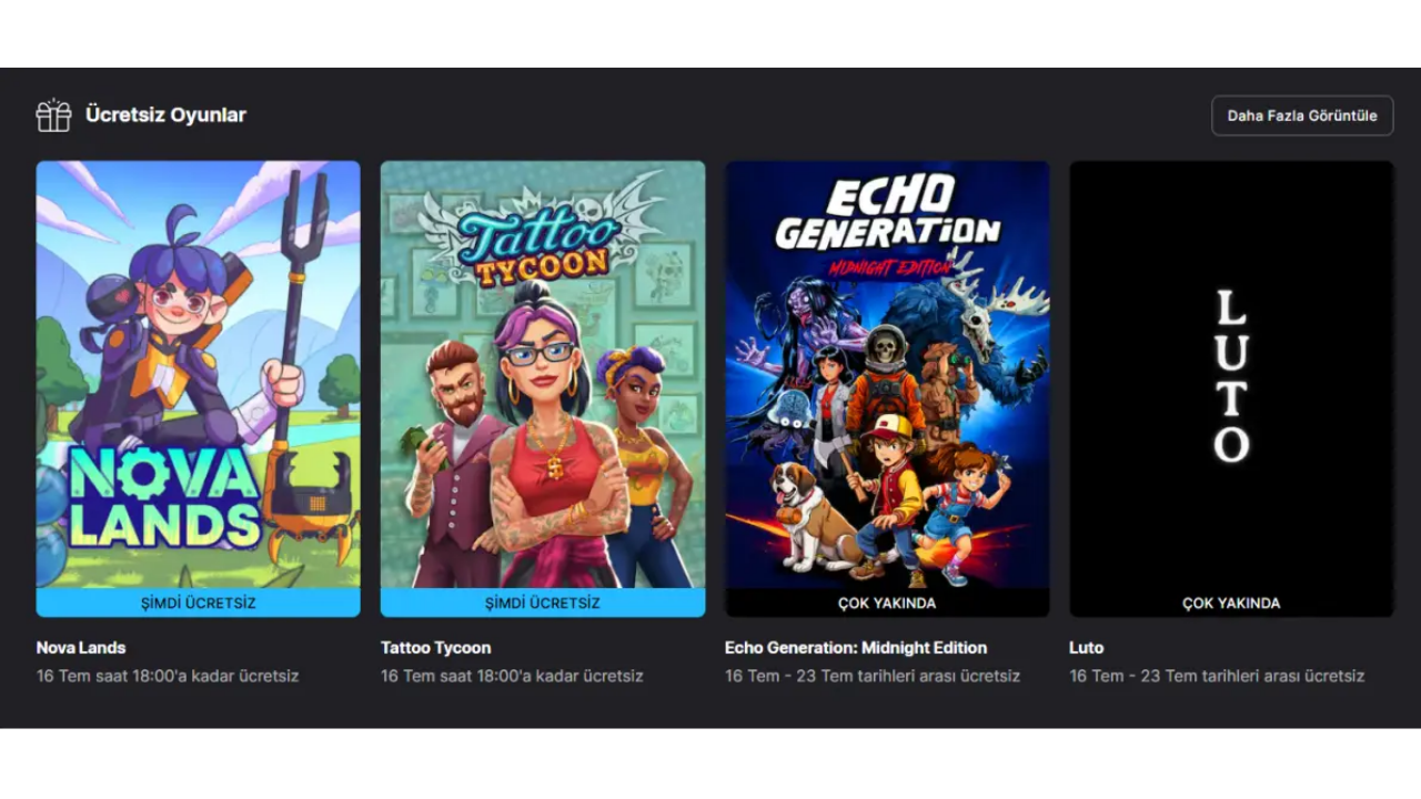 Epic Games ücretsiz oyunları