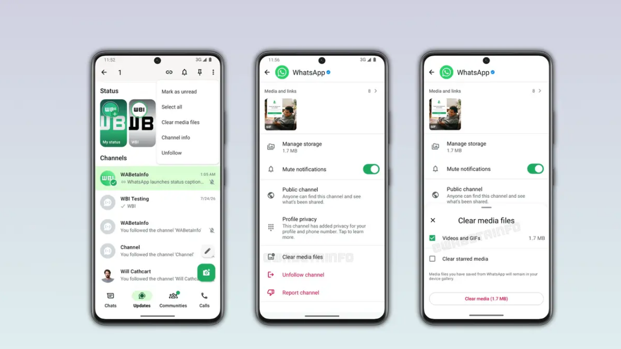 WhatsApp kanal depolama temizleme