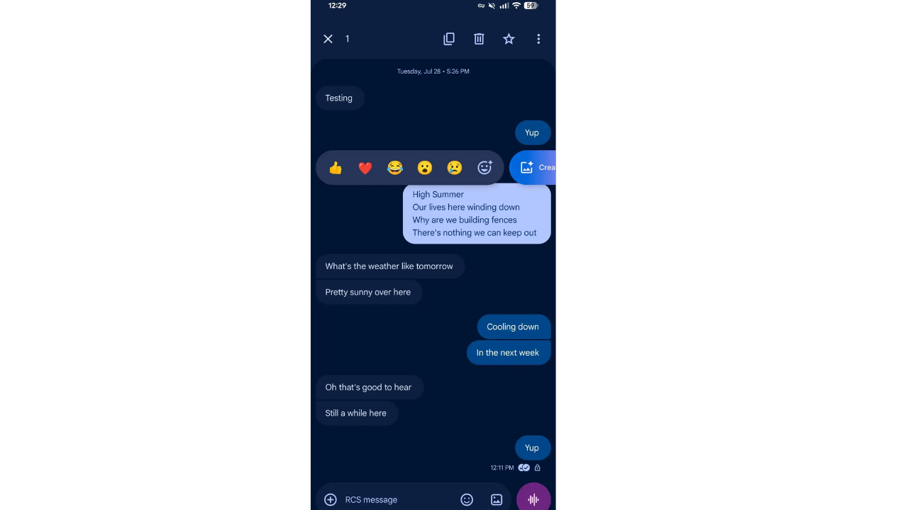 Google Messages güncellemesi