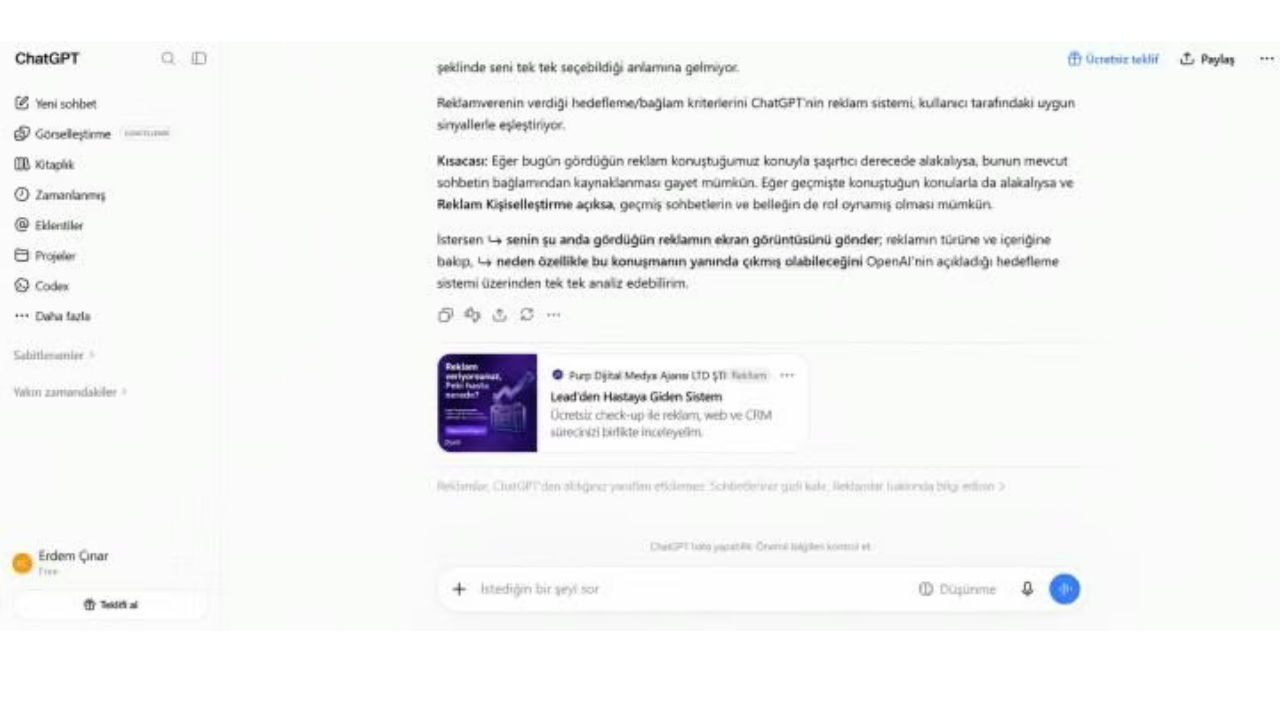 ChatGPT reklam dönemi