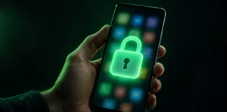 Kilit simgesi beliren ekranıyla elde tutulan bir Android akıllı telefon