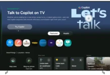 Ana ekranında Copilot karşılama sayfası açık bir Samsung akıllı televizyon