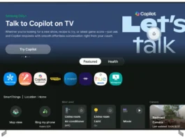 Copilot Samsung ve LG TV’lerden 1 Aralık’ta Kaldırılıyor Ana ekranında Copilot karşılama sayfası açık bir Samsung akıllı televizyon