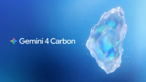 Gemini 4 Carbon yapay zeka modelinin mavi arka planlı resmî tanıtım görseli