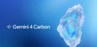 Gemini 4 Carbon yapay zeka modelinin mavi arka planlı resmî tanıtım görseli
